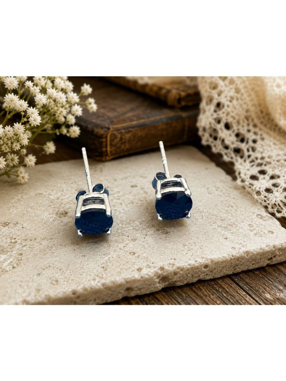 Sterling Silver Stud Earrings Black Onyx Stones - 925 Silver Jewelry For Women
